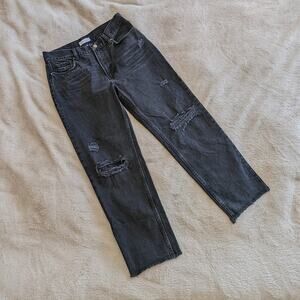 NWOT Anine Bing Brenda Black High Waisted Cotton Crop Slim Jeans, 29